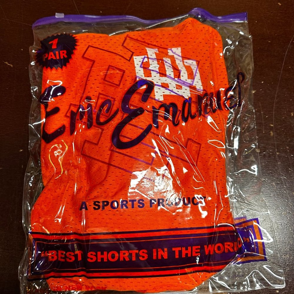 Eric Emanuel Mens Orange Logo Elastic Waist Pockets Comfort Mesh Shorts Size 2XL - Picture 3 of 6